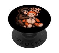 Team Punch Baby Monkey Trendy Japan Meme Cute Monkey Lover PopSockets PopGrip Adesivo