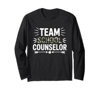 Team School Counselor Camo Teacher Student Back To School Maglia a Manica