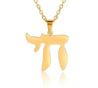 TEAMER Acciaio inossidabile Chai Simbolo Collana Stella di Davide Ciondolo Ebraico Benedizione Gioielli Amuleto Ebraico Per Donne Uomini (Collana con simbolo Chai - Oro)