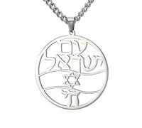 TEAMER Acciaio inossidabile Chai Simbolo Collana Stella di Davide Ciondolo Ebraico Benedizione Gioielli Amuleto Ebraico Per Donne Uomini (Collana con simbolo Chai e stella di David - Argento)