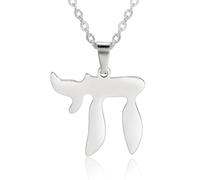 TEAMER Acciaio inossidabile Chai Simbolo Collana Stella di Davide Ciondolo Ebraico Benedizione Gioielli Amuleto Ebraico Per Donne Uomini (Collana con simbolo Chai - Argento)