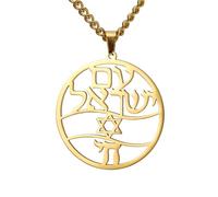 TEAMER Acciaio inossidabile Chai Simbolo Collana Stella di Davide Ciondolo Ebraico Benedizione Gioielli Amuleto Ebraico Per Donne Uomini (Collana con simbolo Chai e stella di David - Oro)