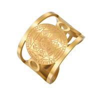 TEAMER Anello con sigillo dei sette Arcangeli in acciaio inox, regolabile, il grande protettore, amuleto, gioiello religioso, per uomini e donne, Acciaio inossidabile, Nessuna pietra preziosa