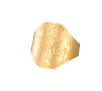 TEAMER Anello San Francesco d'Assisi Ridimensionabile Anello Santo Patrono degli Animali e della Natura Medaglia di San Francesco in acciaio inossidabile per animali domestici (Oro)