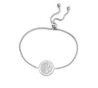 TEAMER Bracciale Angelo Custode Gioiello Regolabile Amuleto di fede e forza | Bracciale in acciaio inossidabile con medaglia religiosa rotonda dell'Angelo Custode per uomo e donna