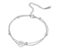 TEAMER Bracciale ciondolo pallavolo ridimensionabile Bracciale pallavolo doppia catena Gioielli sportivi di tendenza per gli amanti della pallavolo squadra atleta allenatore (Argento)