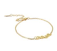 TEAMER Bracciale gatto in acciaio inox mezzaluna Bracciale gatto carino mentire doppio strato perline catena Gioielli gatto amante per le donne (Zampa di gatto - Oro)