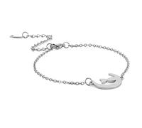 TEAMER Bracciale Gatto in Acciaio Inox mezzaluna Bracciale Gatto Carino Mentire Doppio Strato Perline Catena Gioielli Gatto Amante per le Donne (Gatto a mezzaluna - Argento)