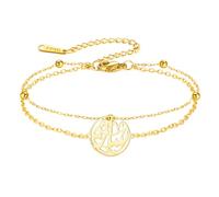TEAMER Bracciale islamico musulmano Corano doppio strato Ayatul Kursi braccialetto calligrafia araba Ramadan Eid Allah gioielli per le donne, 24*20mm, Acciaio inossidabile, Non pietra preziosa