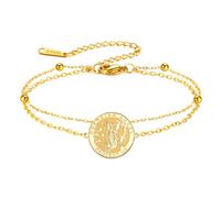 TEAMER Bracciale Regolabile con Angelo Custode Gioiello di Fede e Forza | Bracciale con medaglia religiosa rotonda a doppio strato in acciaio inossidabile con angelo custode per uomo e donna
