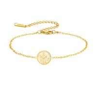 TEAMER Bracciale San Francesco d'Assisi regolabile Ciondolo del santo patrono degli animali e della natura Medaglia in acciaio inossidabile Francesco Proteggi gli animali Gioielli cattolici (Oro)