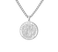 TEAMER Collana Angelo Custode Il nostro ciondolo a medaglia religiosa rotonda co