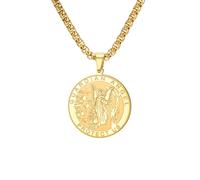 TEAMER Collana Angelo Custode Il nostro ciondolo con medaglia religiosa a forma di angelo custode Gioielli per protezione fede e forza per uomo e donna (Oro)