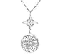 TEAMER Collana con ciondolo a forma di nodo di strega, sigillo dei sette Arcangeli, doppia protezione, amuleto dell'arcangelo protettore, adjustable, Acciaio inossidabile, Nessuna pietra preziosa