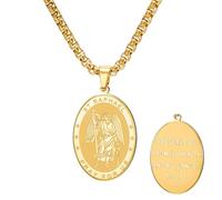 TEAMER Collana con ciondolo di San Raffaello Arcangelo della guarigione e della protezione Collana di San Raffaello Amuleto Gioielli religiosi per gli uomini, 20*26mm, Acciaio inossidabile, Non pietra
