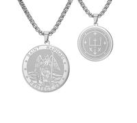 TEAMER Collana con ciondolo di San Raffaello Arcangelo della guarigione e della protezione San Raffaello collana con ciondolo amuleto gioielli religiosi per uomo, 25*25mm, Acciaio inossidabile