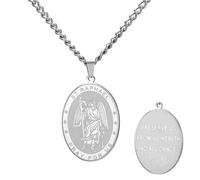 TEAMER Collana con ciondolo di San Raffaello Arcangelo della guarigione e della protezione San Raffaello collana con ciondolo amuleto gioielli religiosi per le donne, Adjustable, Acciaio inossidabile
