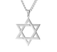 TEAMER Collana con ciondolo stella di David Ebraica Magen Amuleto Collane in acciaio inossidabile Gioielli vintage (stile 1-argento)