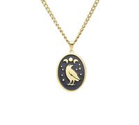 TEAMER Collana con Tripla Luna e Corvo per Uomo e Donna | gioielli Strega pagana, stregoneria, occultismo, corvo, fanciulla nera, madre anziana, wicca, gotici