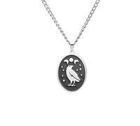 TEAMER Collana con Tripla Luna e Corvo per Uomo e Donna | gioielli Strega pagana, stregoneria, occultismo, corvo, fanciulla nera, madre anziana, wicca, gotici