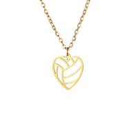 TEAMER Collana da pallavolo in acciaio inossidabile Dainty Pallavolo Ciondolo Bracciale Orecchino Moda Sport Palla Gioielli per gli amanti della pallavolo (Collana pallavolo con cuore - Oro)