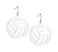 TEAMER Collana da pallavolo in acciaio inossidabile Dainty Pallavolo Ciondolo Bracciale Orecchino Moda Sport Palla Gioielli per gli amanti della pallavolo (Orecchino Pallavolo - Argento)