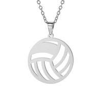 TEAMER Collana da pallavolo in acciaio inossidabile Dainty Pallavolo Ciondolo Bracciale Orecchino Moda Sport Palla Gioielli per gli amanti della pallavolo (Pallavolo scavato - Argento)