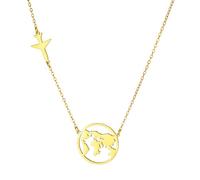 TEAMER Collana di moda Mappa del mondo Ciondolo mappa del mondo aereo Acciaio inossidabile terra viaggiatore laurea gioielli per le donne uomini (Oro)
