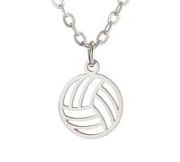 TEAMER Collana di pallavolo in acciaio inox Delicato ciondolo pallavolo Gioielli di moda sport per gli amanti della pallavolo squadra atleta allenatore (Argento)