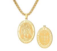 TEAMER Collana San Gabriele Guardian Blessing Speranza & Protezione San Gabriele Arcangelo Collana Gioielli religiosi per gli uomini, 20*26mm, Acciaio inossidabile, Non pietra preziosa