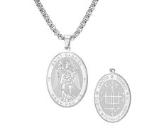 TEAMER Collana San Gabriele Guardian Blessing Speranza & Protezione San Gabriele Arcangelo Collana Gioielli religiosi per gli uomini, 20*26mm, Acciaio inossidabile, Non pietra preziosa