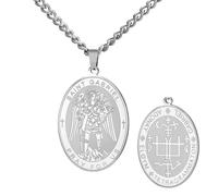 TEAMER Collana San Gabriele Guardiano Benedizione Speranza e Protezione San Gabriele Arcangelo Medaglia Collana Amuleto Gioielli Religiosi per le Donne, Adjustable, Acciaio inossidabile, Non pietra