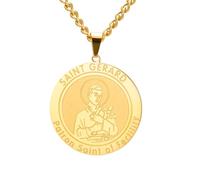 TEAMER Delicata Collana di San Gerardo Ciondolo per le Madri che Partoriscono patrono della Fertilità Gioiello Religioso Cattolico con Medaglia per Donna (Oro)