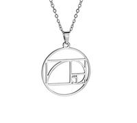TEAMER Fibonacci Collana a spirale d'oro in acciaio inox ciondolo rapporto aureo indossabile matematica irrazionale fascino ciondolo gioielli geometrici per le donne (Stile 2 - Argento)