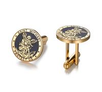 TEAMER Gemelli San Michele in acciaio inox gemelli San Michele The Great Protector Arcangelo amuleto gioielli religiosi da uomo, 18*18mm, Acciaio inossidabile, Nessuna pietra preziosa