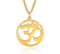 TEAMER OM Collana In Acciaio Inox Meditazione Yoga Ciondolo Armonia Spirituale Aum Om Ohm Simbolo Sanscrito Collana Gioielli Per Le Donne Ragazze (OM -Oro)