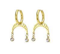 TEAMER Orecchini a forma di luna delicati, con ciondolo a forma di luna crescente in acciaio inossidabile, gioiello astrologia celeste lunare alla moda, da donna, 22*14mm, Acciaio inossidabile