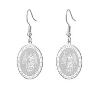 TEAMER Orecchini San Raffaello Arcangelo della Guarigione e Protezione San Raffaello Orecchini Pendenti Amuleto Gioielli Religiosi Per Le Donne, 20 * 26mm, Acciaio inossidabile, Non pietra preziosa