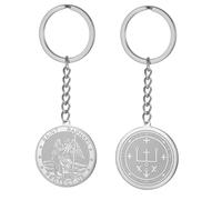 TEAMER Portachiavi San Raffaello Arcangelo della guarigione e della protezione San Raffaello portachiavi amuleto gioielli religiosi per le donne, Argento, 25*25mm