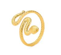 TEAMER serpente anello in acciaio inox regolabile dito Wrap Snake impilare Punk serpente animale gioielli per le donne(Stile 2 - Oro, Regolabile)