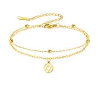 TEAMER Star of David Bracciale doppio strato perline catena regolabile stella di David braccialetto ebraico esagramma ebraismo amuleto gioielli per le donne, 10*8mm, Acciaio inossidabile, Nessuna