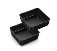 TEAMFAR Set di 2 pirottini quadrati in acciaio inox Brownie con rivestimento antiaderente, perfetti per torte lasagne brownie non tossiche, facili da pulire, 15,9 cm