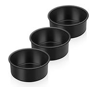 TEAMFAR Set di 3 stampi rotondi per torte, in acciaio inox, con rivestimento antiaderente, sani e atossici, facili da pulire, Ø 11 cm