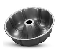 TEAMFAR Stampo per ciambella, 25,5 cm, in acciaio al carbonio, per budino, rotondo, grande, con rivestimento antiaderente, facile da pulire, robusto e sano, grigio