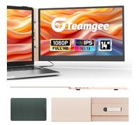 Teamgee 14.1" Monitor portatile color oro rosa - Schermo esterno ultra sottile 1080P per laptop con supporto di alta qualità. Compatibile con laptop13”-17" Mac/Wins/DeX, 0,6 kg (Dual 14.1")