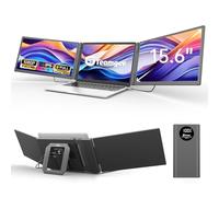 Teamgee 15.6" Monitor Portatile con Batteria 10000mAh, 1080P FHD IPS Doppio Schermo PC Portatile, Triplo Display Compatibile con Mac Windows Chrome 13"-17" per Casa e Viaggi