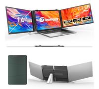 Teamgee Monitor Portatile, Schermo Portatile 14'' FHD 1080P Triplo Monitor per Laptop ultrasottile e leggero da 0,9 kg con supporto regolabile, laptop da 13,3-17,3”, Wins/Mac/DEX/Chrome