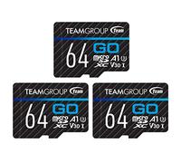 TEAMGROUP GO Card 64 GB x 3 Pack MicroSDXC UHS-I U3 V30 4K per Action Camera & Drone Scheda di memoria flash ad alta velocità con adattatore per sport all'aria aperta e Vlog, riprese 4K, GoPro