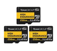 TEAMGROUP High Endurance THUSDX256GIV3065 - Scheda di memoria Micro SDXC UHS-I U3 V30 4K 100 MB/s (progettata per il monitoraggio), confezione da 3 schede di memoria per Wyze, Dash Cam, telecamera di