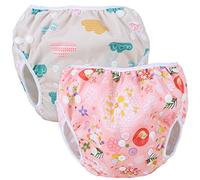 Teamoy 2pcs Baby Nappy riutilizzabile pannolino da nuoto, costume piscina neonato Lavabili per 0-3 Anni, Cloud + Spring Blossoms